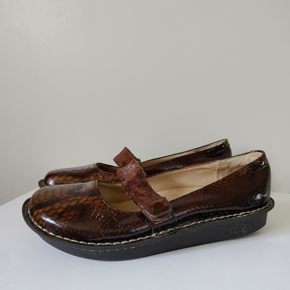 Alegria Feliz Snakeskin Print Mary Jane Shoes Clogs Leather US 9 / EU 39 - Picture 3 of 16